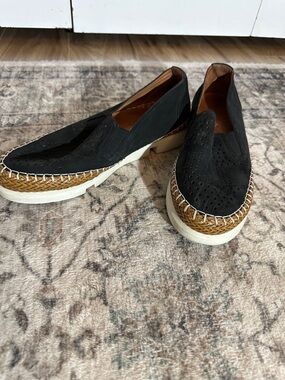Women’s Black Slip-On Perforated Espadrille Loafers